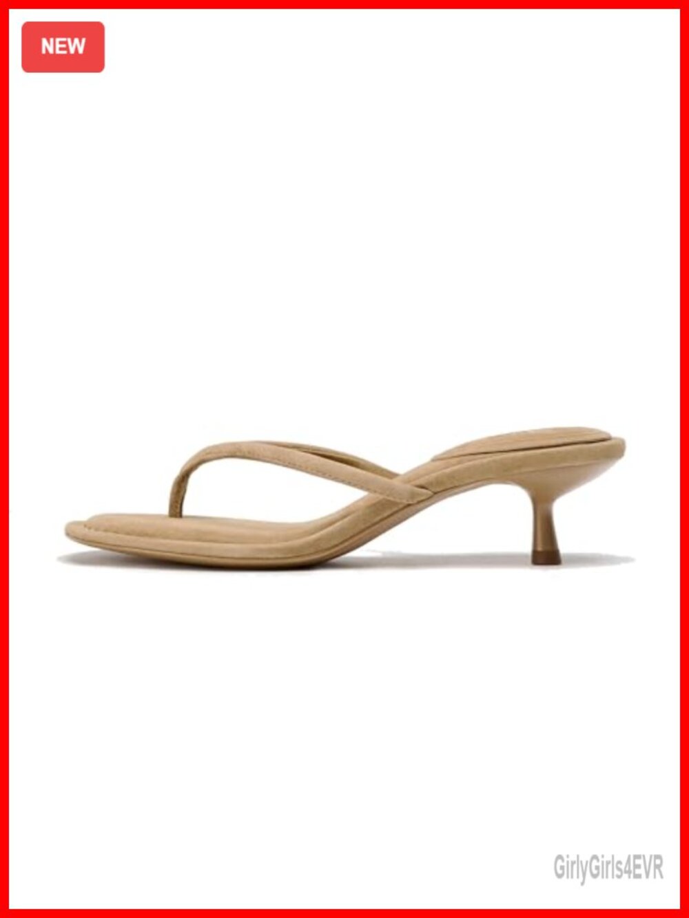 Kitten Heel Thong Sandals Women Slip-On Faux Suede Low Heeled Flip Flop